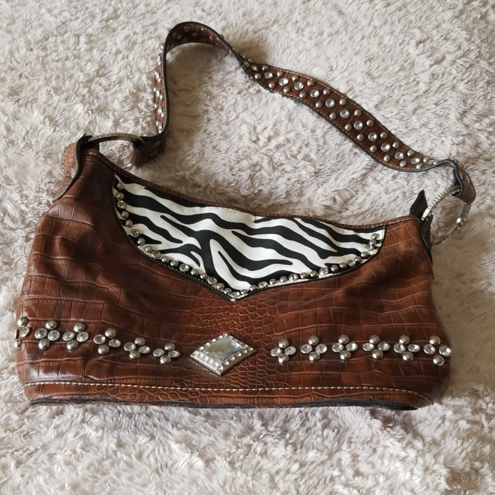 Boutique Shoulder Zebra Purse